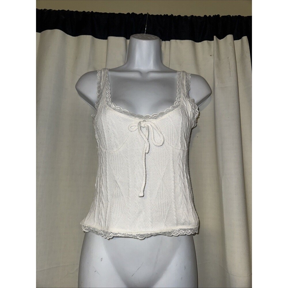 GLG White Crochet Cropped Blouse Size Small